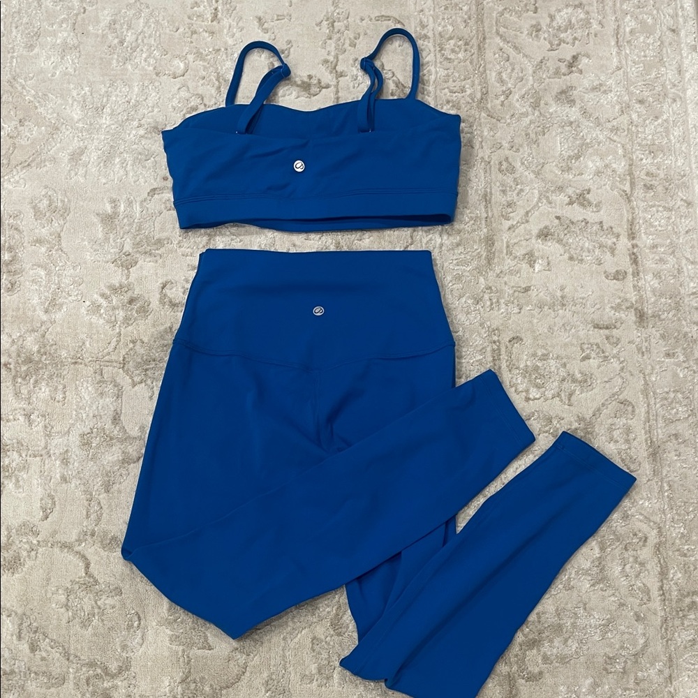 CRZ YOGA Vibrant Blue Sports Bra and Leggings Set - Picture 3 of 3